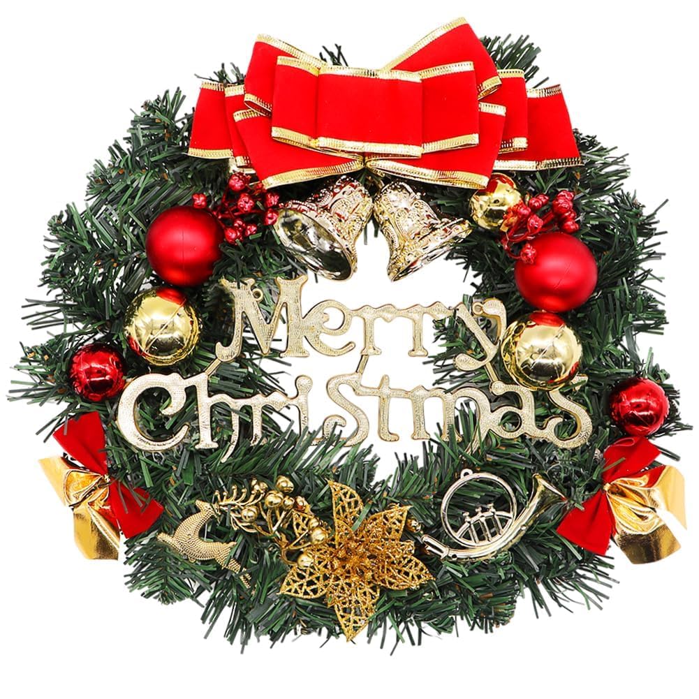 Couronne de Noël Couronne de Noel Décorer Porte a Decorer avec de Flocons de Neige Baies Pinécone Guirlande de Noël pour la Décoration de Noël de l'Avent des Portes et Fenêtres