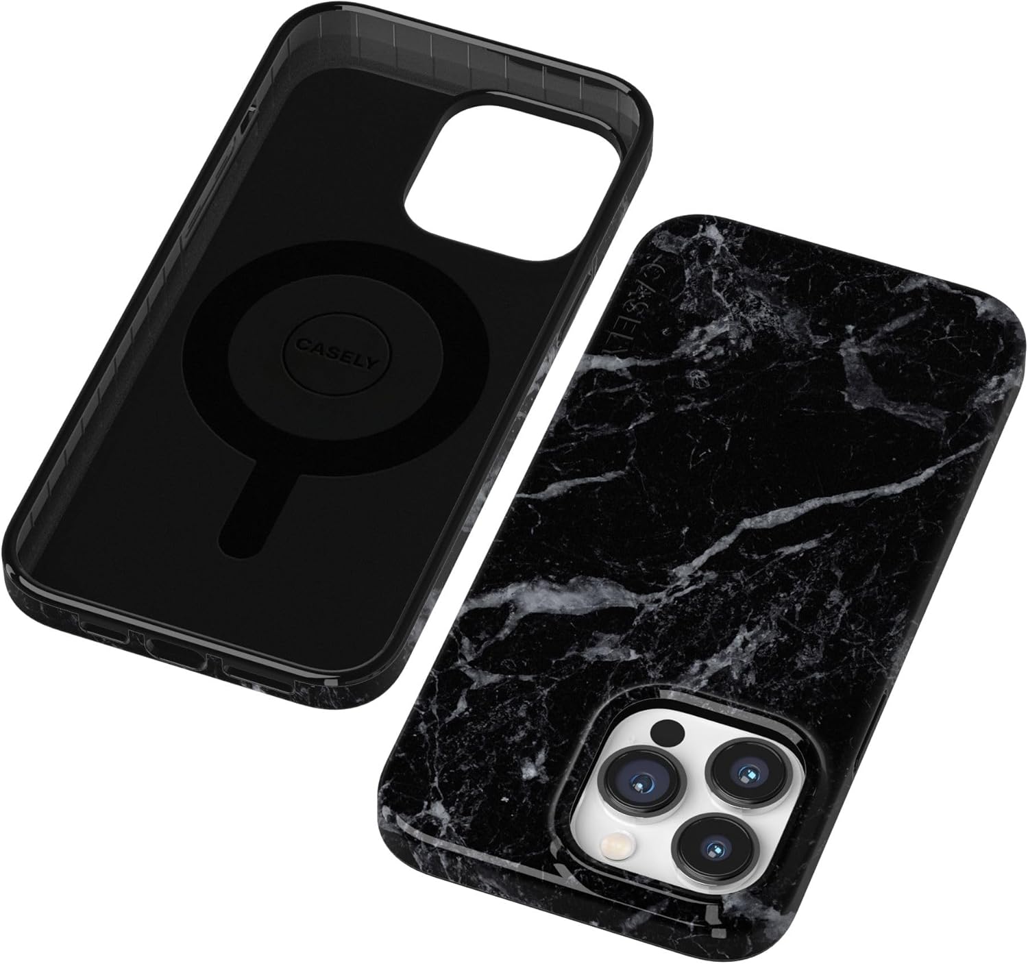 Casely iPhone 14 Pro Case | Black Pearl Marble | Compatible with MagSafe | Classic Ultra Thin Design