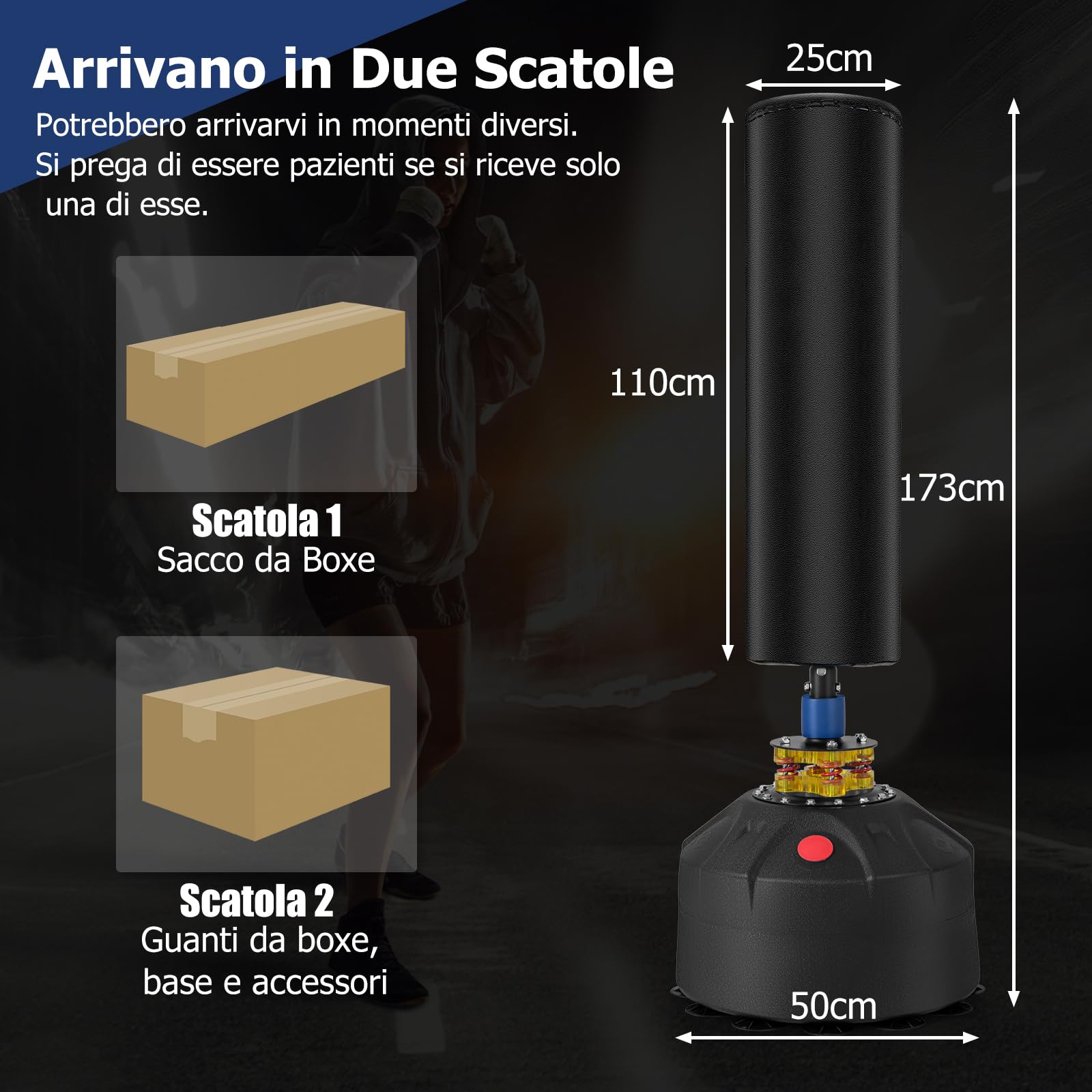 GYMAX Sacca da Boxe Autoportante con Guantoni da Boxe 173 cm-90 kg, Sacca da Boxe Pesante con Base a Ventosa per Adulti, Giovani e Adolescenti, Sacca da Kickboxing per MMA Muay Thai Fitness