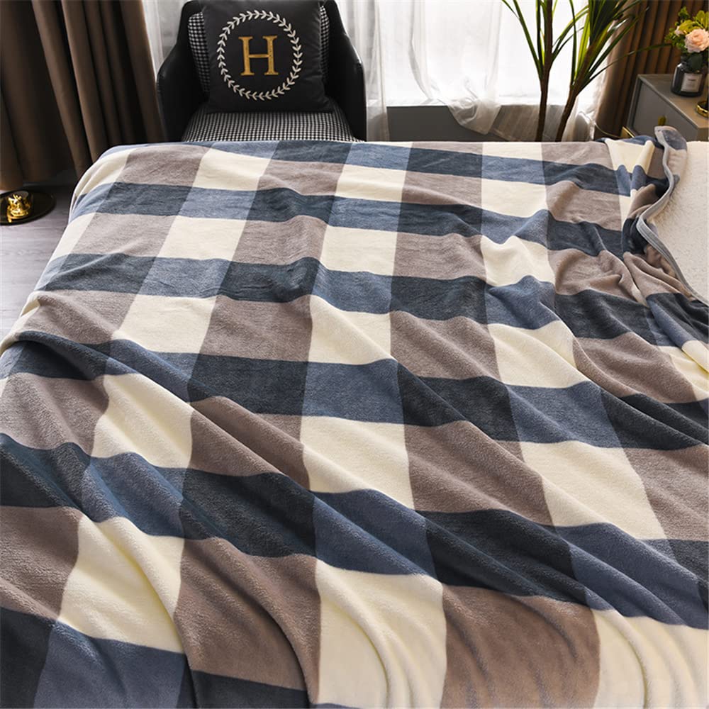 FANSU Coperta Plaid In Flanella Morbida 180x200 Cm – Pile Di Lusso In Microfibra Leggera, Calda Per Divano, Letto, Campeggio (Blu)
