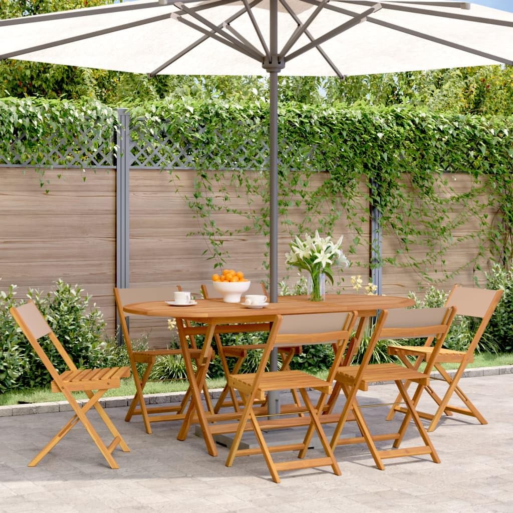 Chaises de pliantes lot de 6 taupe tissu bois tables basses chaises de table extérieur
