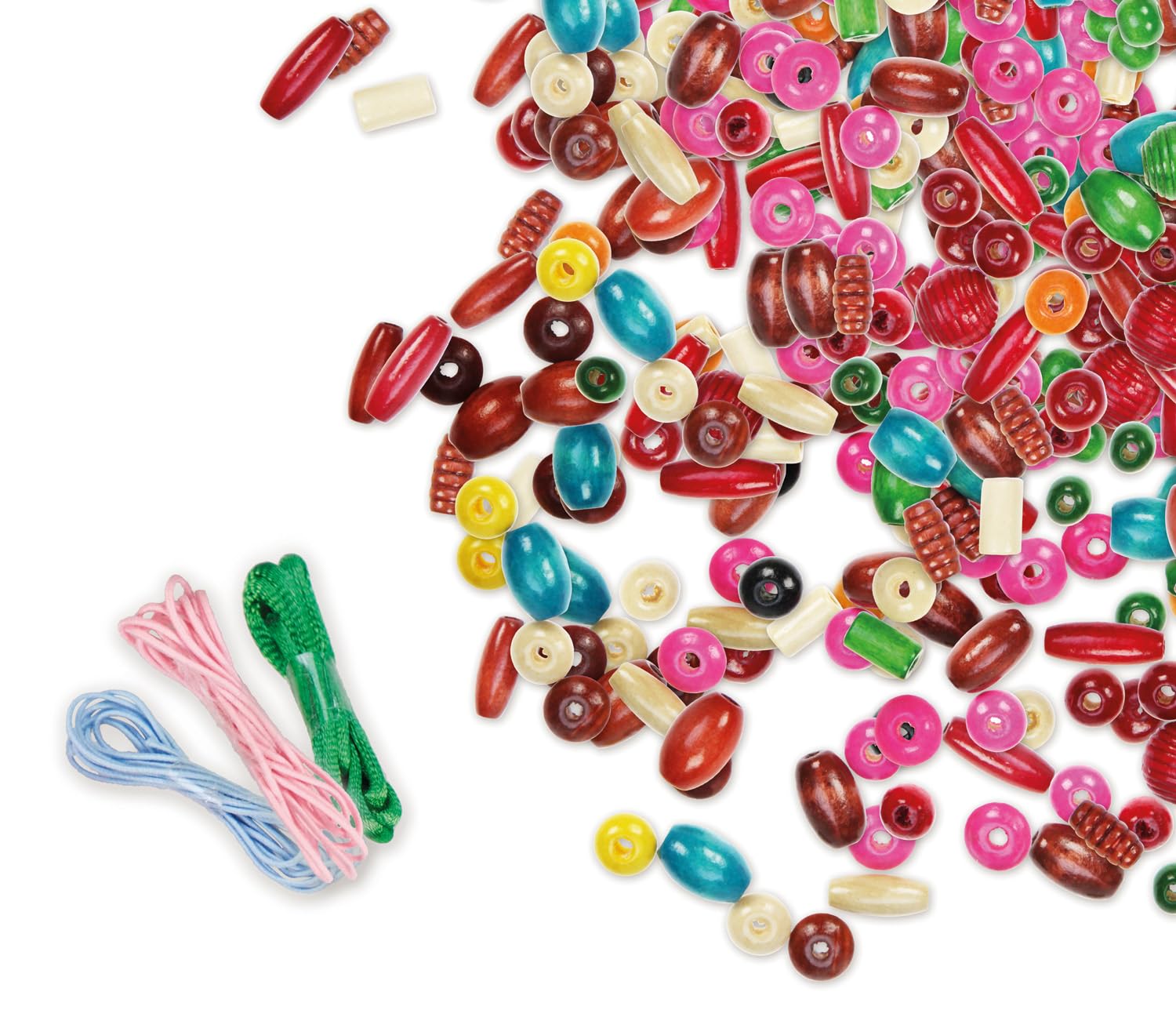 Lena Set De Perles à Enfiler En Bois Jumbo – 300 G De Perles Colorées Pour Colliers Et Bracelets DIY Dès 4 Ans