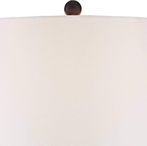 Miniatura 3 de 360 Lighting Dolbey - Juego de 2 lámparas de mesa rústicas de granja de 28 pulgadas de alto, columna cónica de bronce profundo, pantalla de tambor