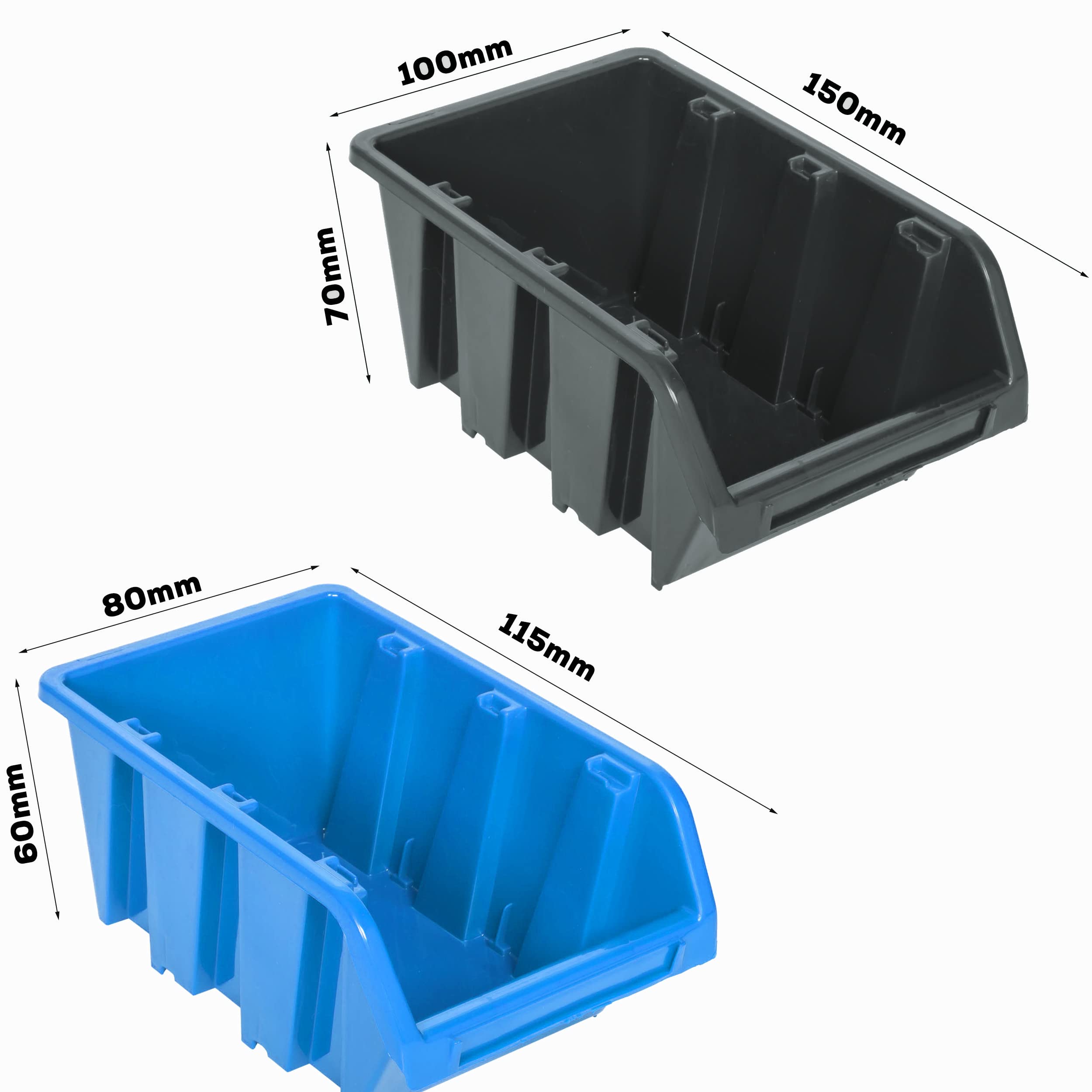 System przechowywania regał ścienny 173 x 78 cm, uchwyty na narzędzia, 95 szt. Pojemniki do układania w stos, regał do przechowywania magazynów, bardzo mocne płyty ścienne, regał z możliwością rozbudowy, regał warsztatowy, regał magazynowy