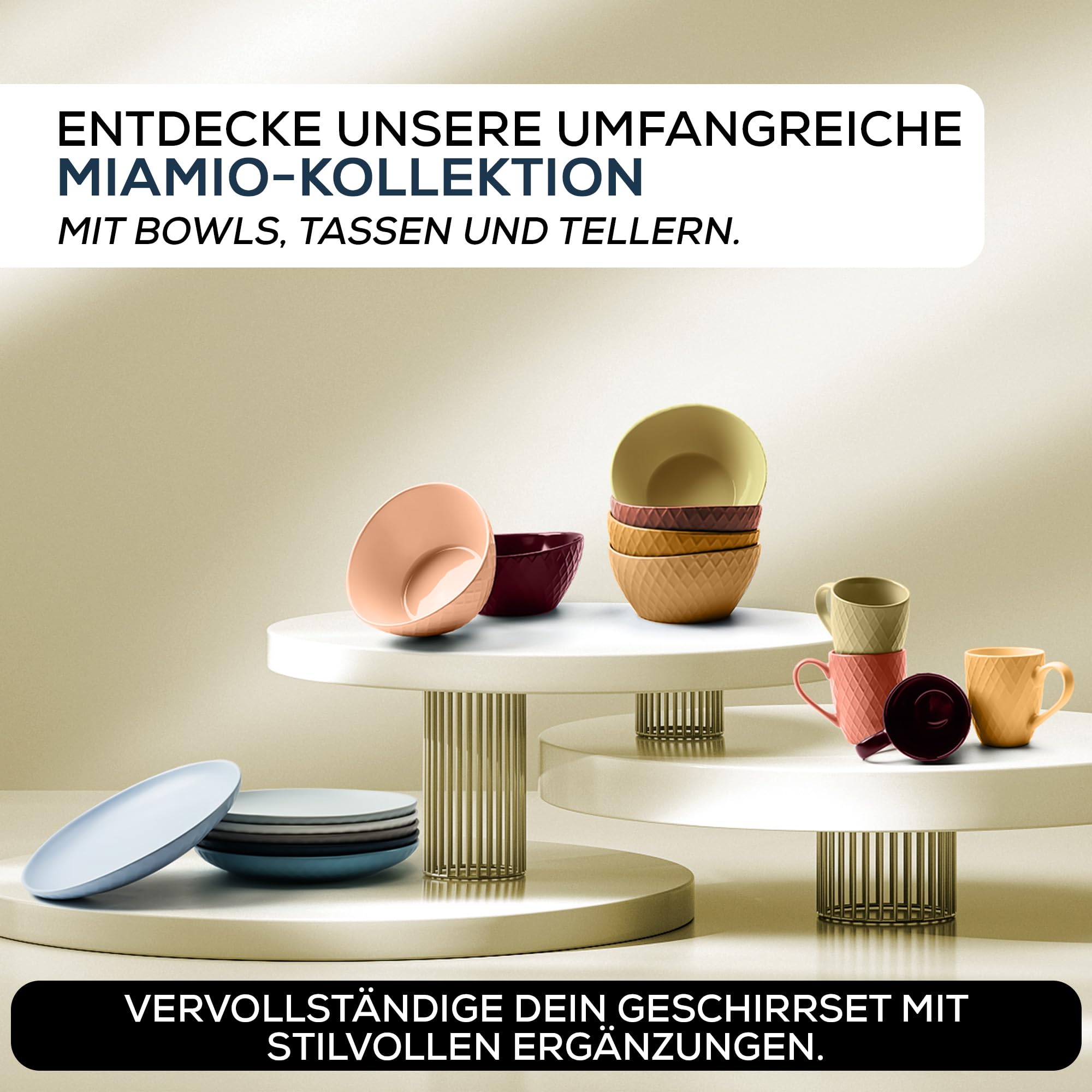 MIAMIO - Schüssel Set, Keramik (800ml) - Palmanova (Rot) für den Alltag | Keramik Schüssel Set für Müsli, Salat, Pasta und Snacks, 800ml, Rot für Küche und Alltag - spülmaschinenfest im Alltag