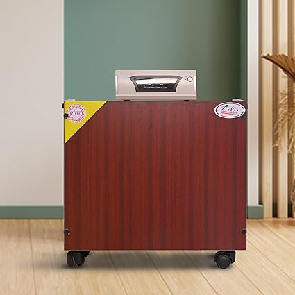 Generic Wooden Battery Trolley with Battery Tray | Inverter Battery Trolley | Wooden Invertor Trolley for Battery, Inverter, ups Box for Home and Office | Load capacity-120kg (Mahogany)