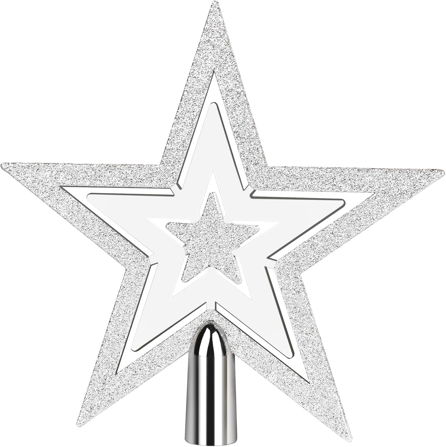 URATOT Glittered Christmas Star Tree Topper Sparkled Plastic 5 Point Star Christmas Treetop for Holiday Christmas Tree Ornament