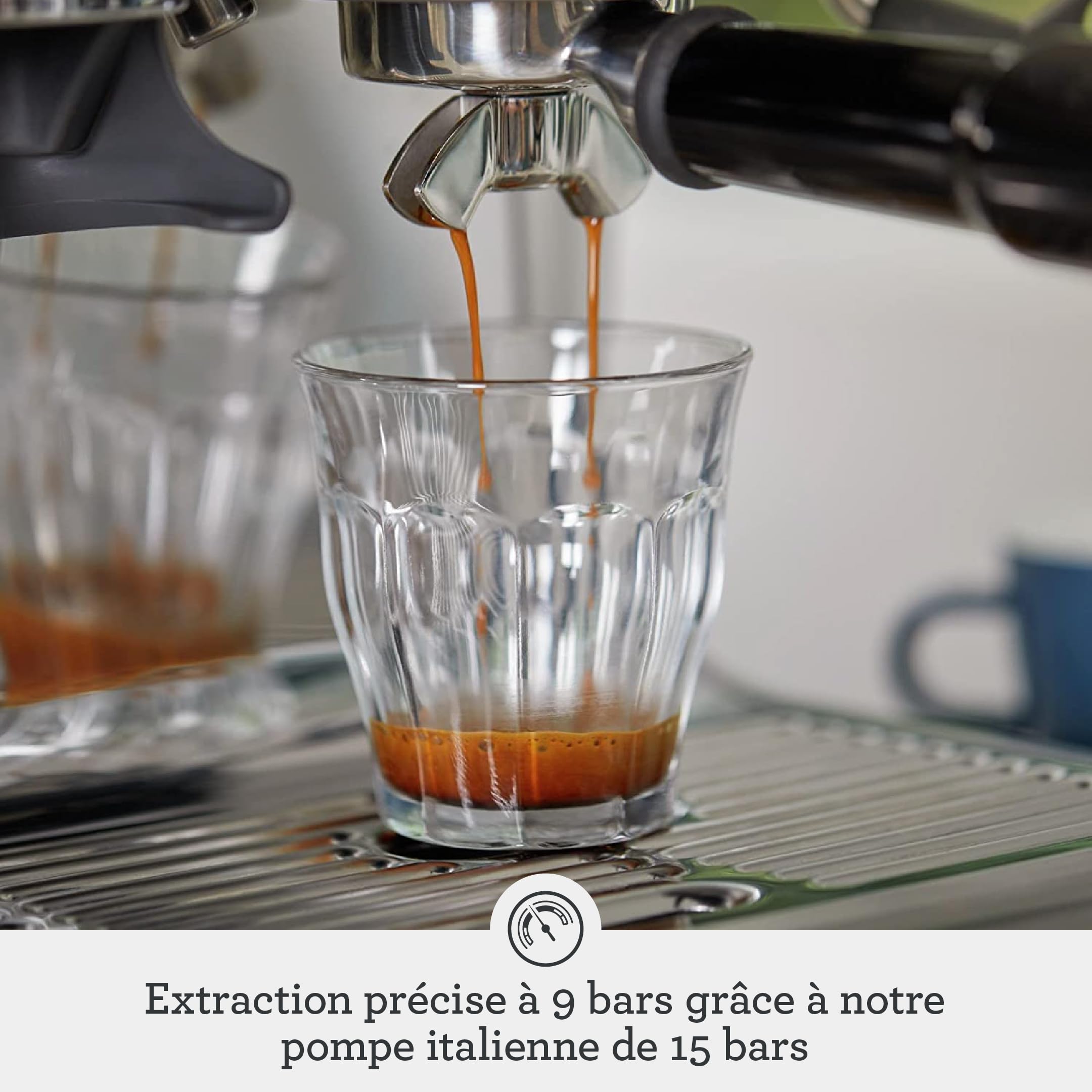 Sage - The Barista Express - Machine à Café avec Mousseur à Lait Manuel et Moulin - Mouture Automatique, Mousse Personnalisée - Acier Inoxydable Brossé, Pichet à Lait avec Thermomètre