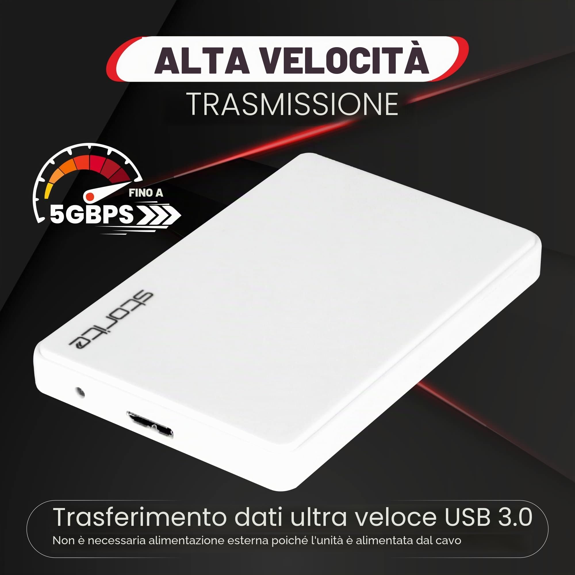 Storite Disco rigido esterno 1 TB HDD USB 3.0 ultraveloce e sottile per espansione dati e backup - Disco rigido portatile compatibile con Mac, laptop, PC e console di gioco (bianco)