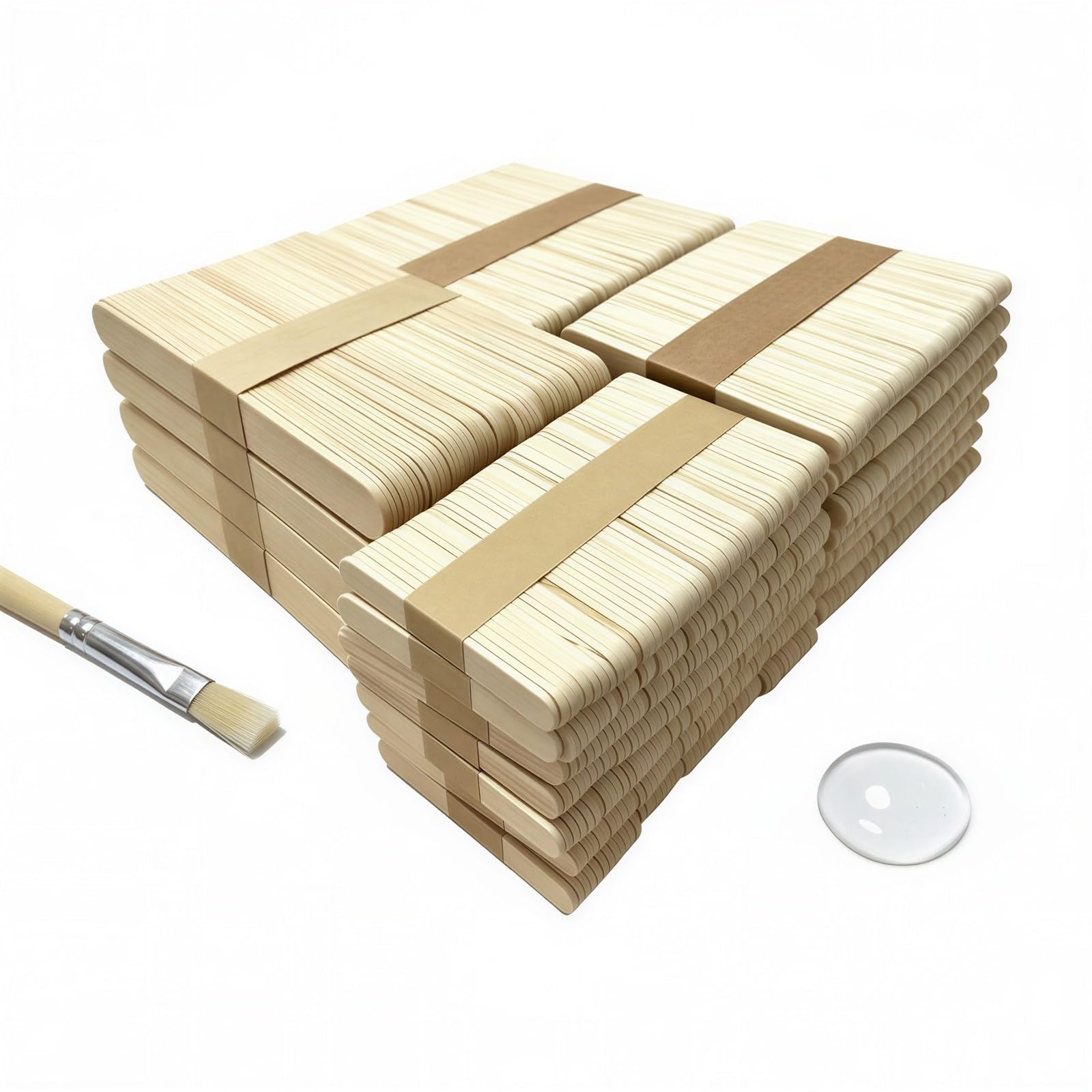 Lot de 1500 bâtons de bricolage en bois, bois brut, 4 tailles 6,5/9,3/11,4/15 cm, bords lisses pour glaces maison, loisirs créatifs, maquettes, projets d'art à domicile et fournitures scolaires