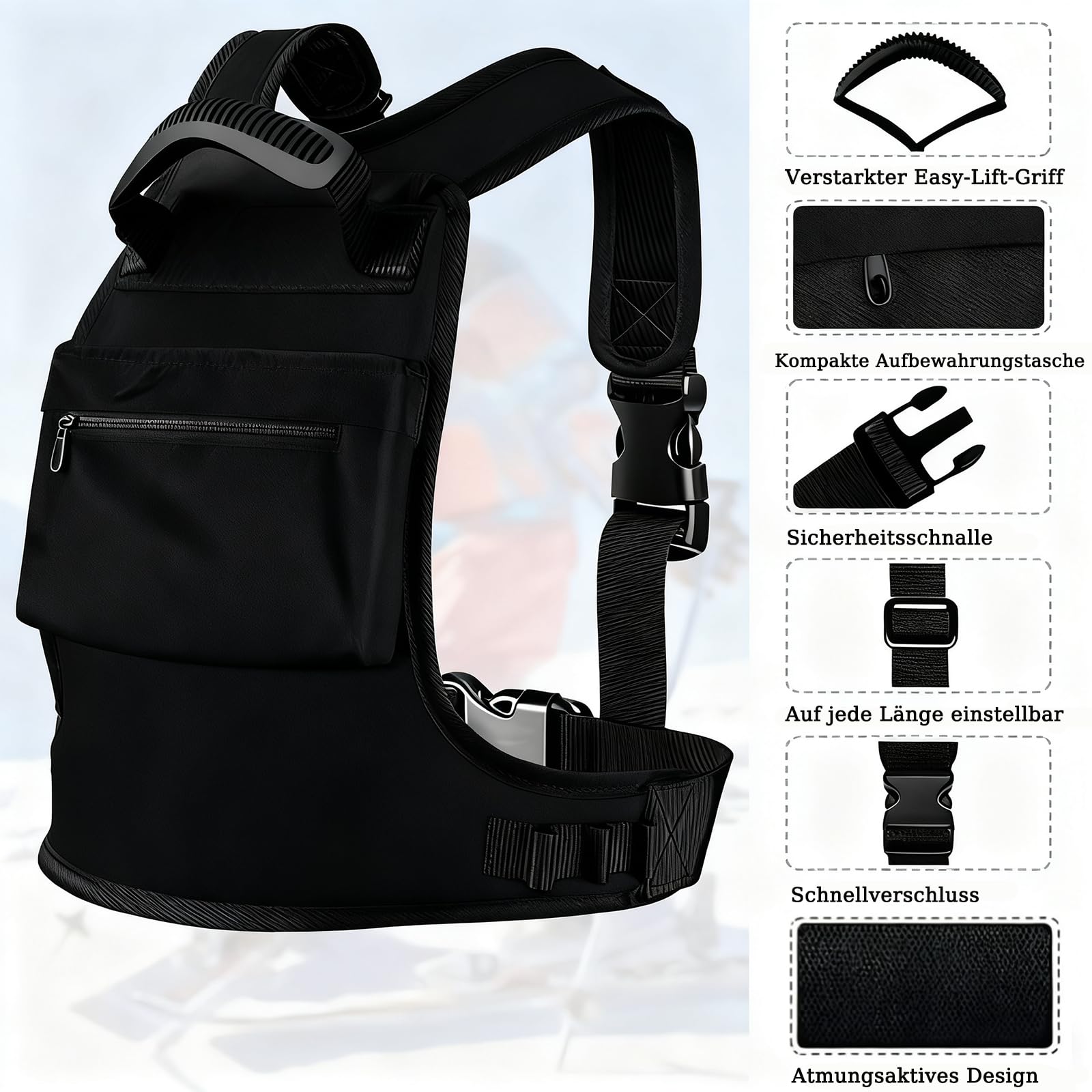 Sangle de ski pour enfant de 2 à 8 ans - Gilet avec 2 laisses longues de 163 cm pour une distance et un contrôle sûrs - Polyvalent pour le ski, le snowboard, la luge et le patinage sur glace