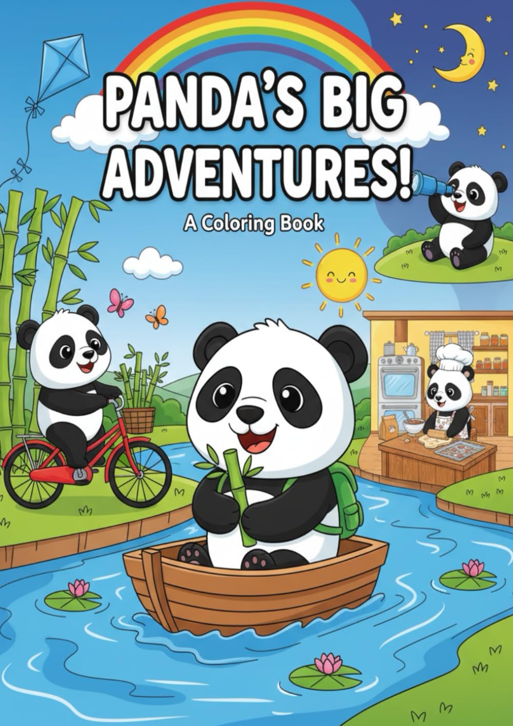 Panda Adventures: A Fun Coloring Book for Kids: Cute Panda Scenes, Forest Adventures & Fun Coloring Pages for Ages 4–8