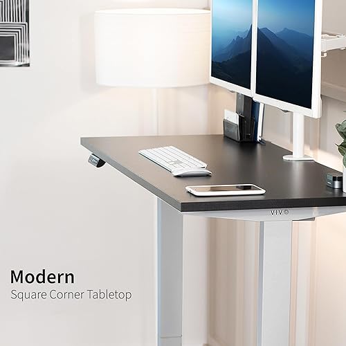 Miniatura 4 de VIVO DESK-KIT-1G55S-B - Escritorio eléctrico de 55 x 24 pulgadas con borde cuadrado, ajuste de altura del controlador de memoria, serie 1B-S, marco