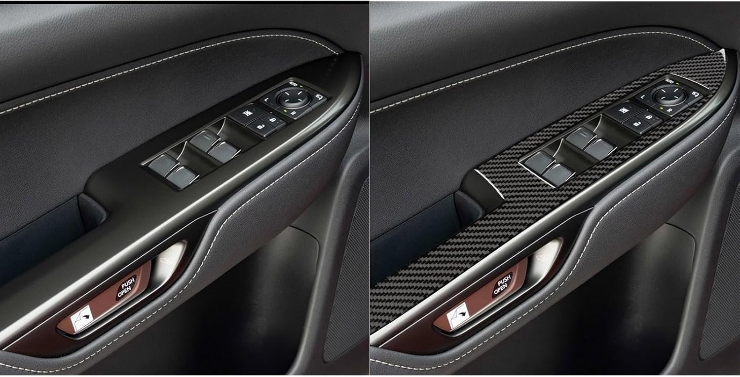 4pcs Car Window Lifting Swith Panel Sticker Real Quality Carbon Fiber Trim Compatible with Lexus NX 250 350 350h 450h+ 2022-2026 2023 2024 2025 Decor Interior Accessories Decal Black