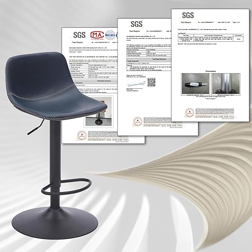 Miniatura 9 de Juego de 2 taburetes de bar ajustables, taburetes de bar giratorios modernos de mediados de siglo, taburetes industriales de altura de barra con