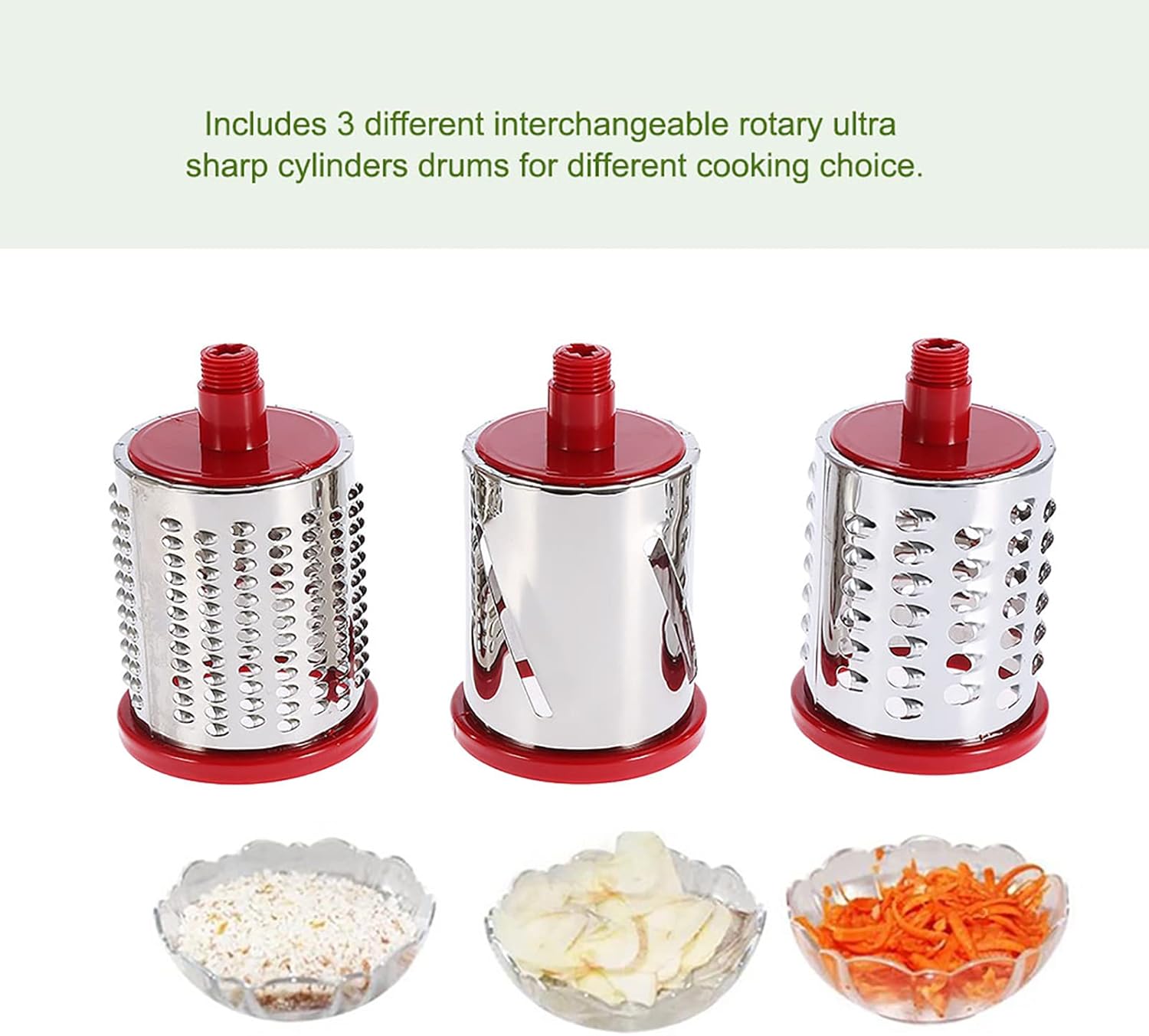 Rotating Drum Grater, Manual Shredder, Stainless Steel Vegetable Cuer for Kitchen Cheese Vegetable Potato(Red)