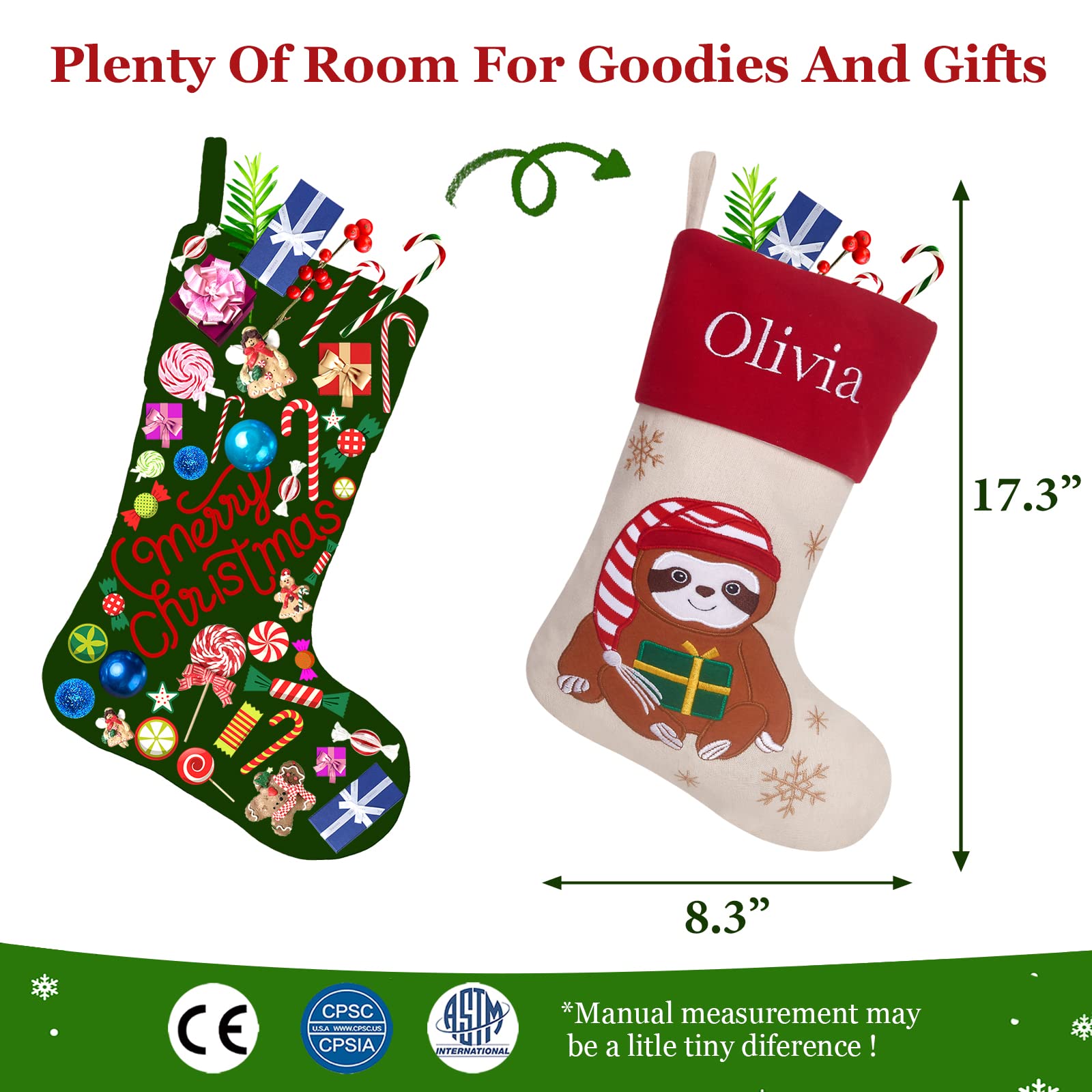TedYoho Custom Linen Christmas Stockings Personalized Embroidered Nutcracker Snowflakes Festival Ornament Xmas Tree Hanging Decor Party Favors