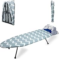 Vista 10 de Tabla de planchar de mesa con panel de malla metálica, tabla de hierro plegable, tabla de hierro pequeña resistente con cubierta resistente al calor