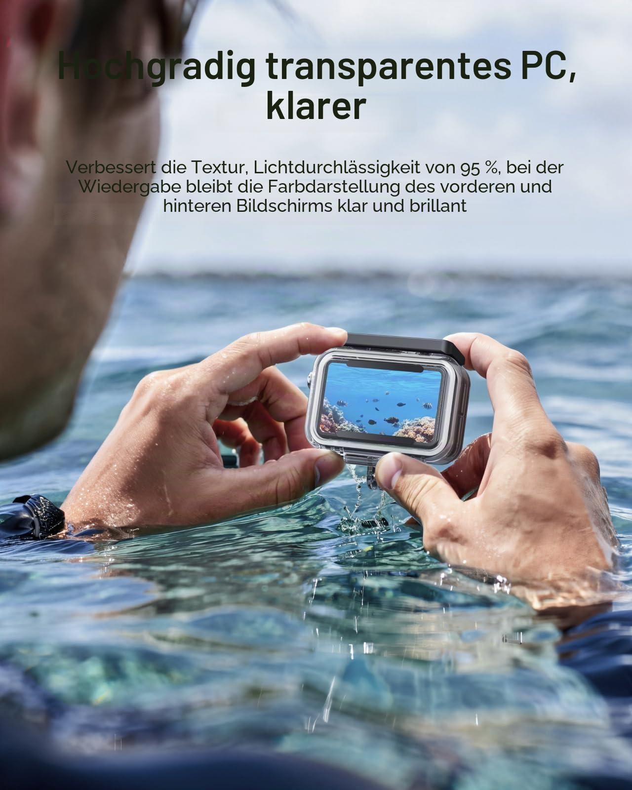 TELESIN wasserdichte Hülle Set für DJI Action 6, Unterwassergehäuse mit Schwimmender Selfie Stick & Schnellwechselhalterung, 60M/196FT Tauchgeeignet für Schnorcheln & Tauchen, Action 6 Zubehör