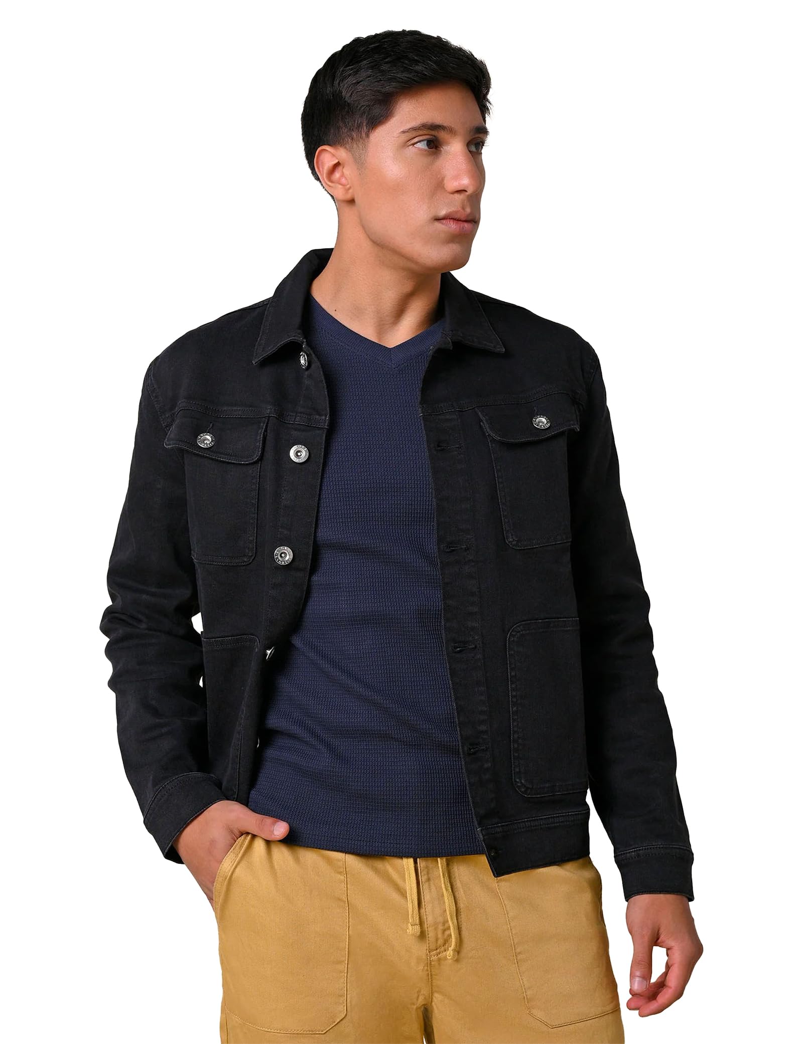 Enorsia Men's Black Washed Denim Jacket - Uk Xxl