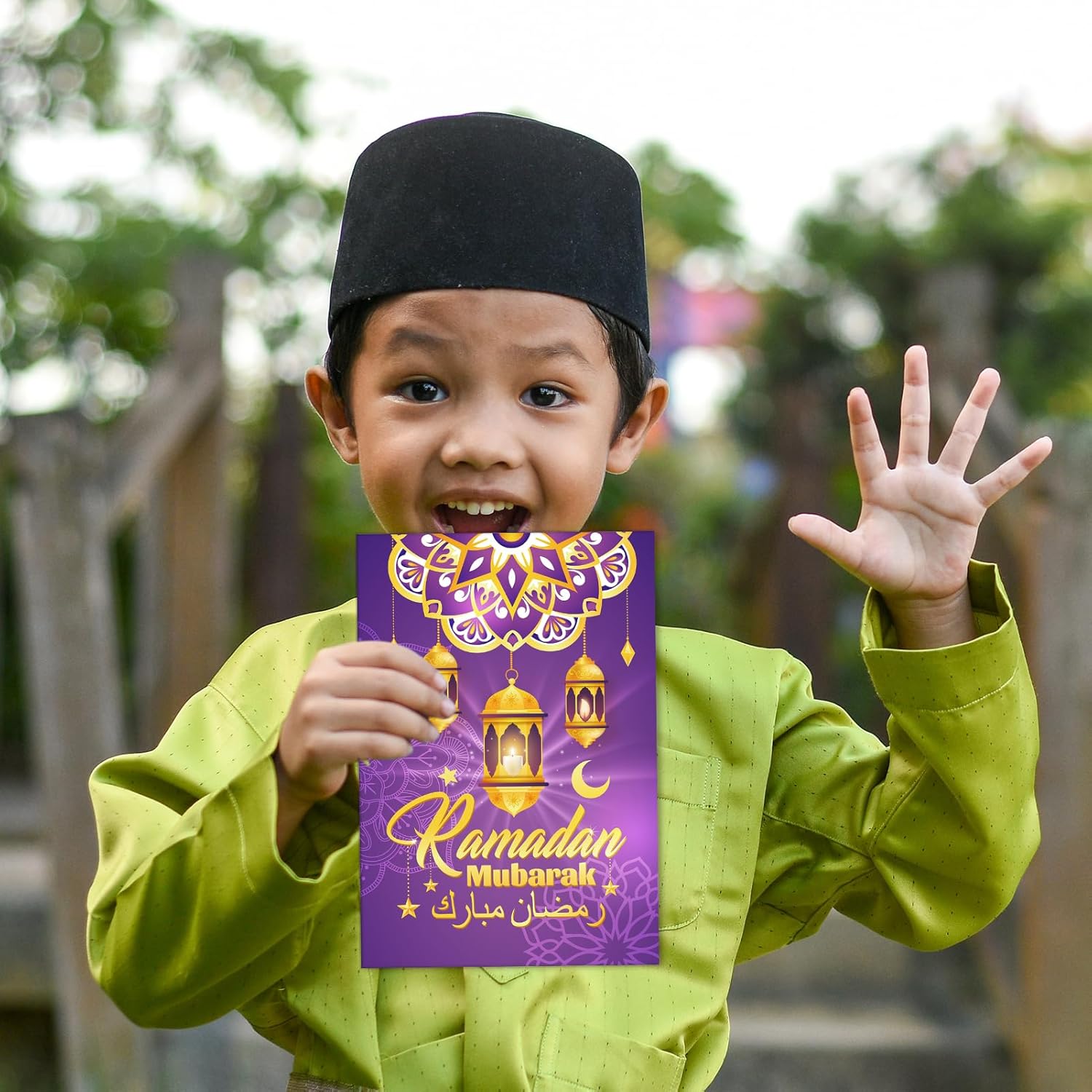 HOWAF 18 Pack Ramadan Mubarak Greeting Cards with Envelopes and Stickers,Eid Mubarak Cards for Eid Al-Fitr Gift Giving, Muslim Gift Cards for Islamic Ramadan Party Favors, 9 Styles, 7.9’’*5.9’’ - Image 7