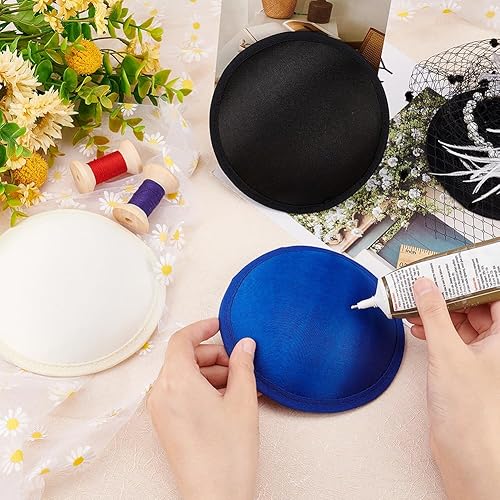 Miniatura 9 de FINGERINSPIRE Base redonda de 6 colores para sombrero, 4.4 pulgadas de diámetro, círculo Sinamay, base de sombrero de nailon, base redonda de tocado