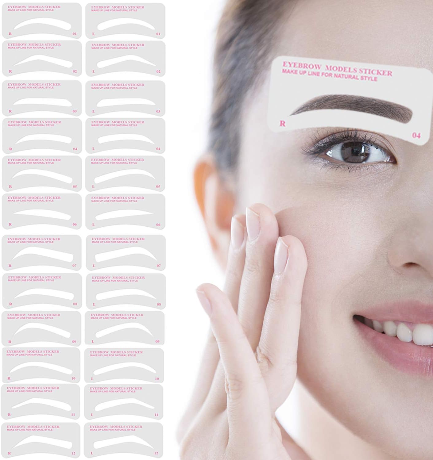 Eyebrow Stencils, 12 Eyebrow Shaper Kit, Reusable Eyebrow Template, 3 Minutes Makeup, for Beginners and Professionals (Pack of 12)