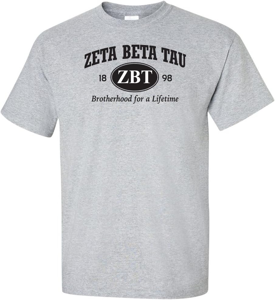 Zeta Beta Tau T-Shirt - Greek Letter Oval Sports Gray Tshirt