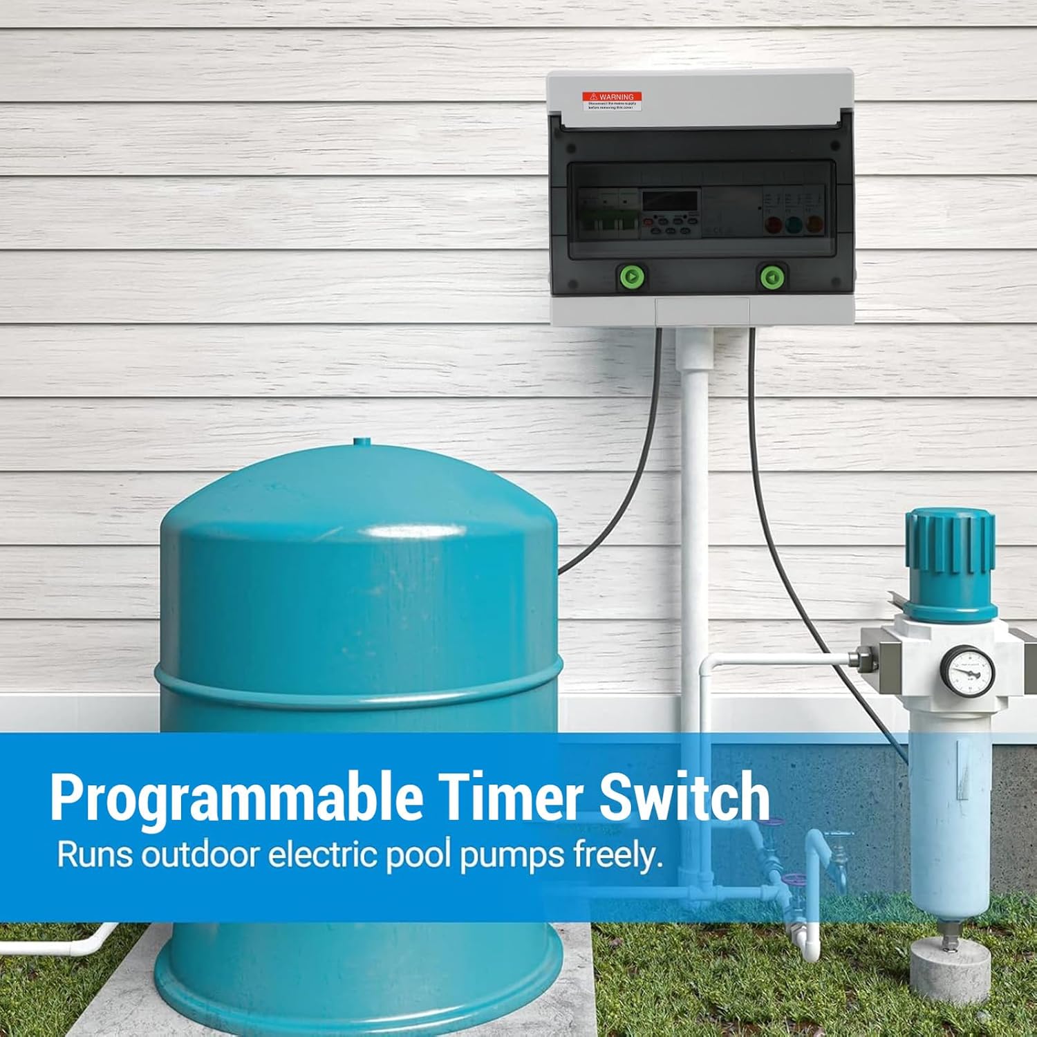 Pool Timer, Outdoor Digital Timer Box 7 Day 16 ON Off Programmable Timer Switch, IP65 Outdoor Timer for Pool Pump Water Heater Pool Filter Landscape Lights ETL Listed