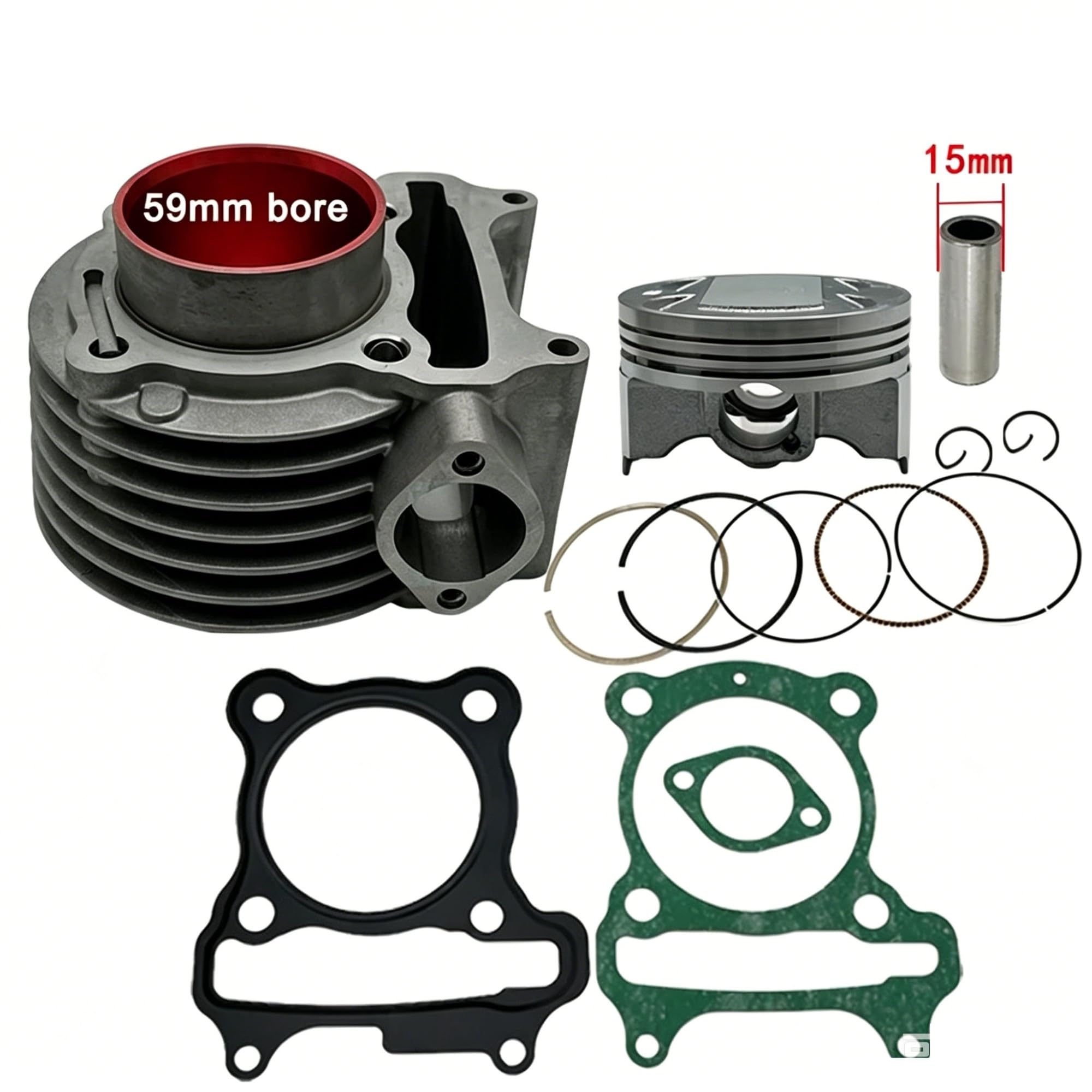 Fasce Elastiche Kit Pistone Cilindro Alesaggio 59mm Per Corse 150cc Per Dynamic Li G150 G5 Per Like150 Per People 150 12100-LEB1-90B LFE2 Pistone