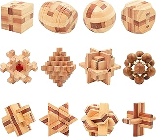 Comprar Surplex Juego de 12 juegos de madera 3D premium, rompecabezas IQ y juegos de lógica para adultos y niños, juego de paciencia, juego de habilidad, juguete educativo de madera