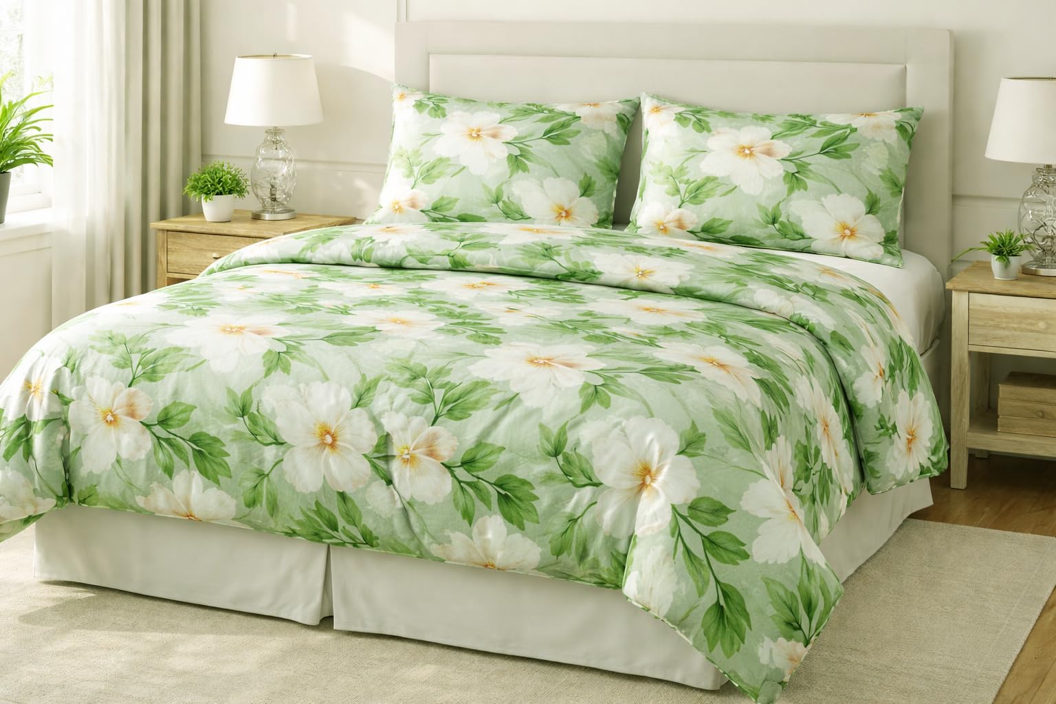 Microfiber Bedding Set for Double Bed | Soft & Breathable | All Season | Machine Washable 1 Comforter,1BED Sheet and 2 Pillow Covers (Sage Green)-image-38