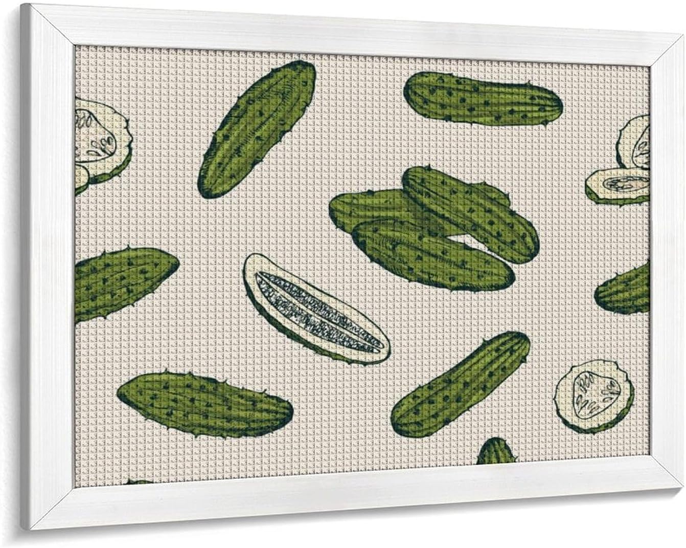 Pickles Vegan Printed Diamond 5D Painting Kits DIY Full Drill Crafts for Home Wall Decor 16x20 Inch White Wood 50 * 40cm