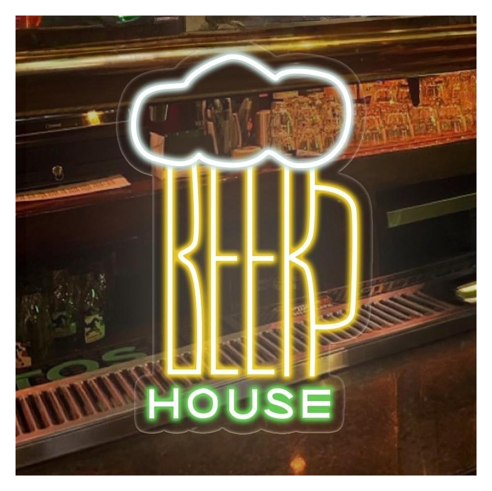 RONGCH Hanging Art Neon Signs Beer House Neon Sign, Bar Wall Decor for Game Room, Pub, Man Cave, Personalized Mug Light 25.5x40.5cm(E)