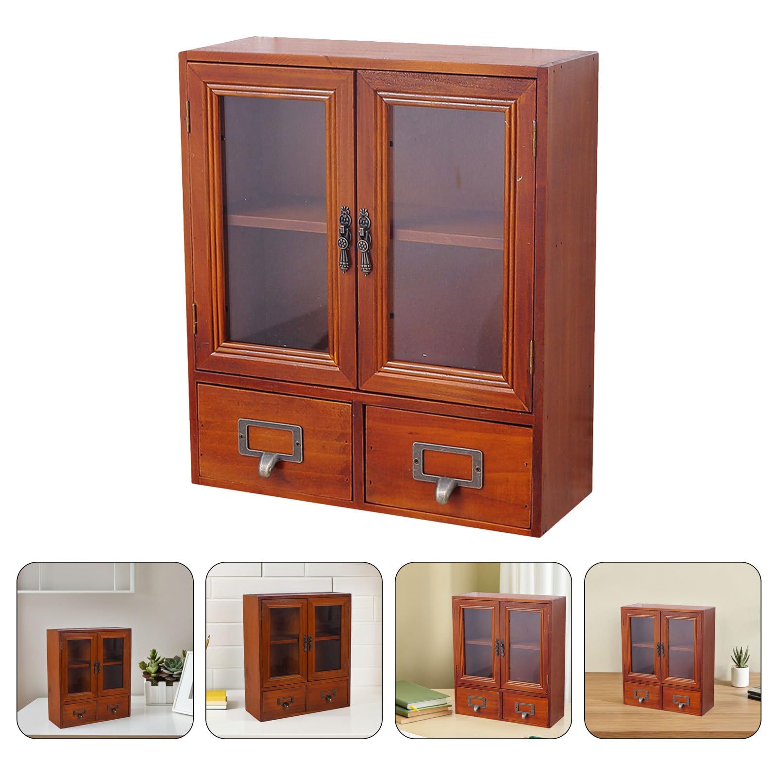 Doppelter Türschrank aus Holz im Vintage Stil mit vielfältigen Schubladen für Küchenorganisation und Schlafzimmernutzung