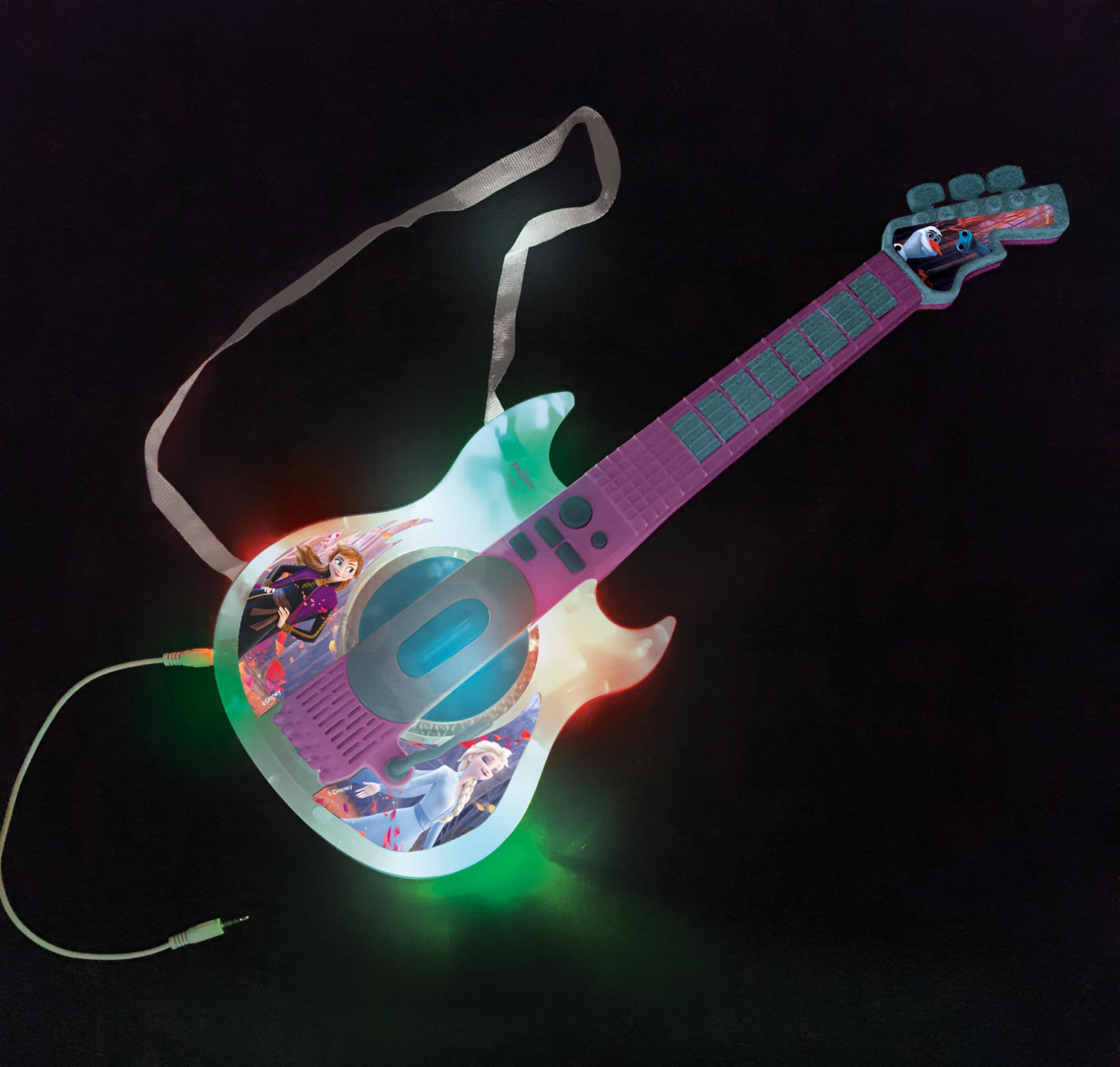 Lexibook Disney Frozen 2 Elsa Anna Chitarra Elettronica illuminata con Microfono, Occhiali con Microfono, Canzoni Demo, MP3 Plug, Blu/Viola, K260FZLXB