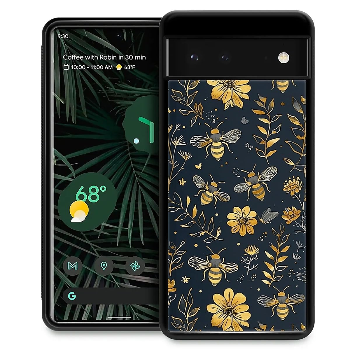 Compatible with Google Pixel 7 Case,Vintage Yellow Bee Floral Amazing Pattern Design Shockproof Anti-Scratch Hard PC Back Case for Google Pixel 7