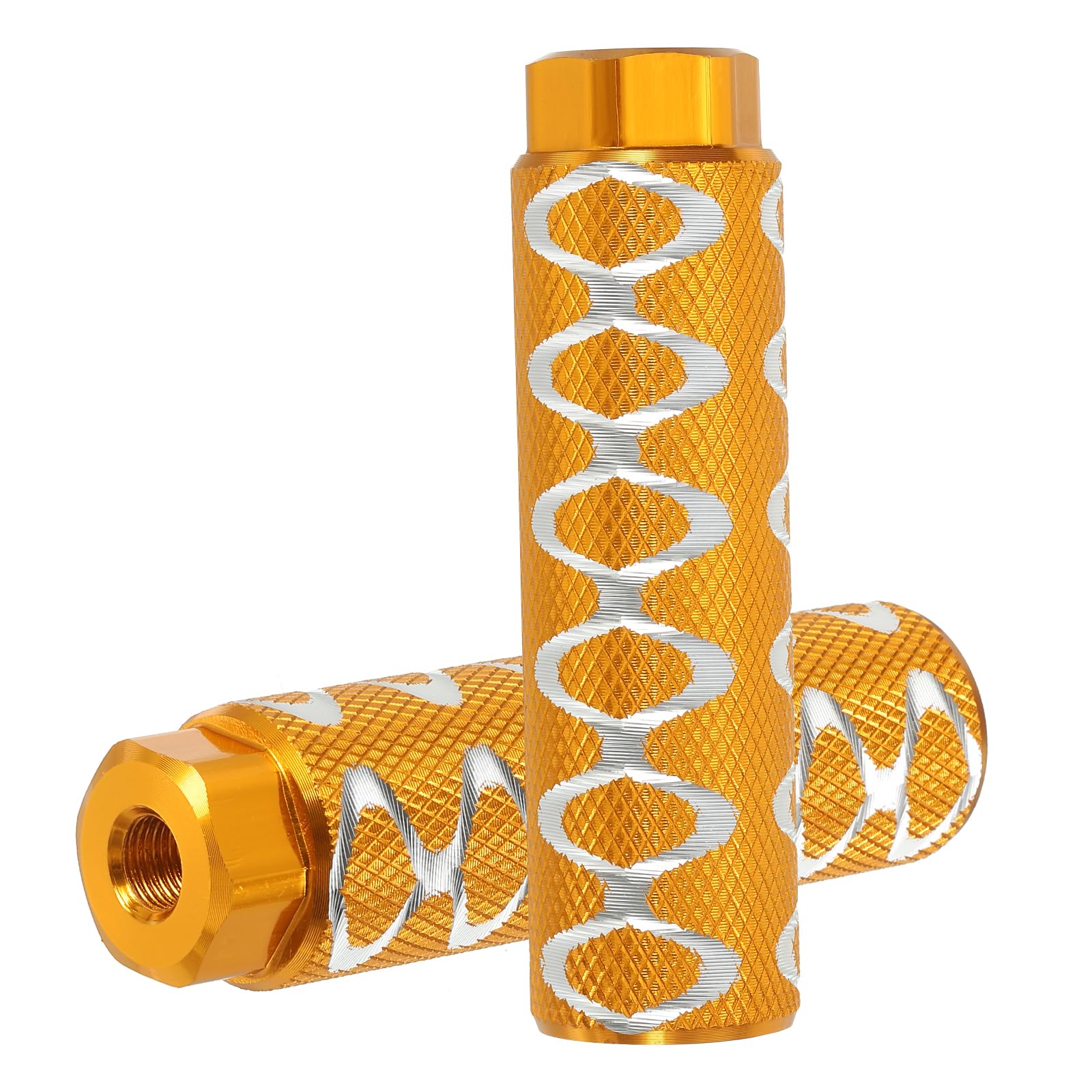 PATIKIL Aluminum Alloy O-Shape Bike Pegs Fit 3/8 inch Axles, 2 Pack Anti-Skid lead Foot Bicycle Pegs Back Seat Stands for BMX Mountain Bike Cycling Rear Stunt Pegs, Yellow