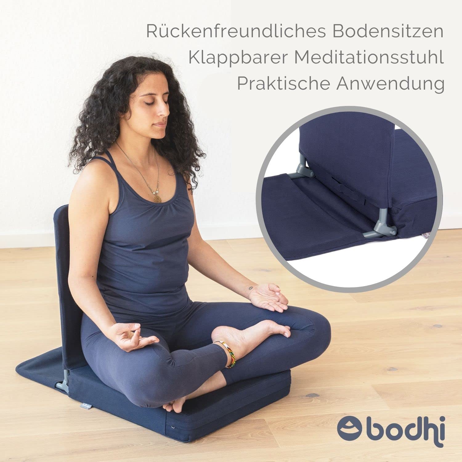 Bodhi Mandir - Sedia da pavimento XL, pieghevole, con cuscino spesso, con schienale imbottito, per yoga e mediazione, rivestimento lavabile