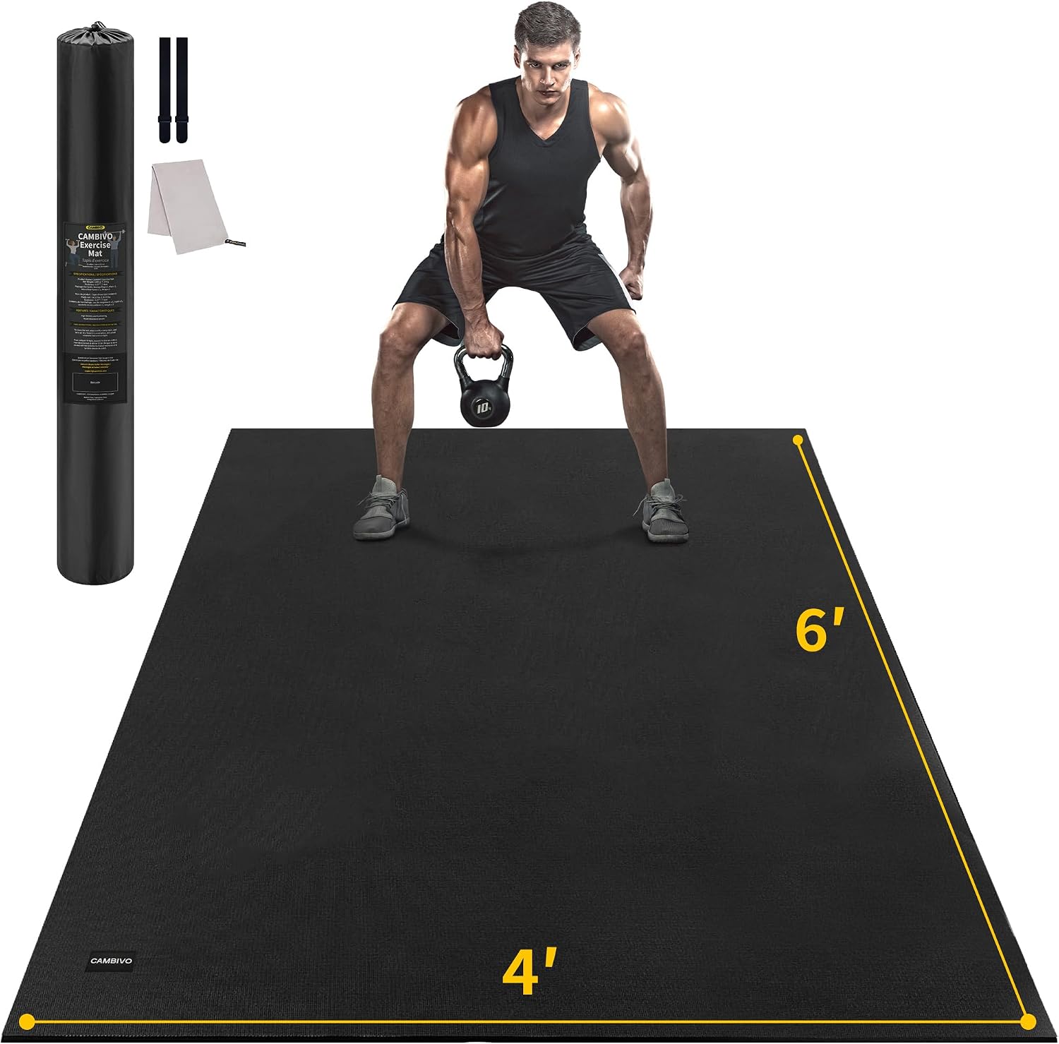 CAMBIVO Large Home Gym Mat