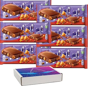 Diaam Milk Chocolate with Crunchy Caramel Pieces Chocolate Bar 90g With Gift Box - mlk 6 x Bars