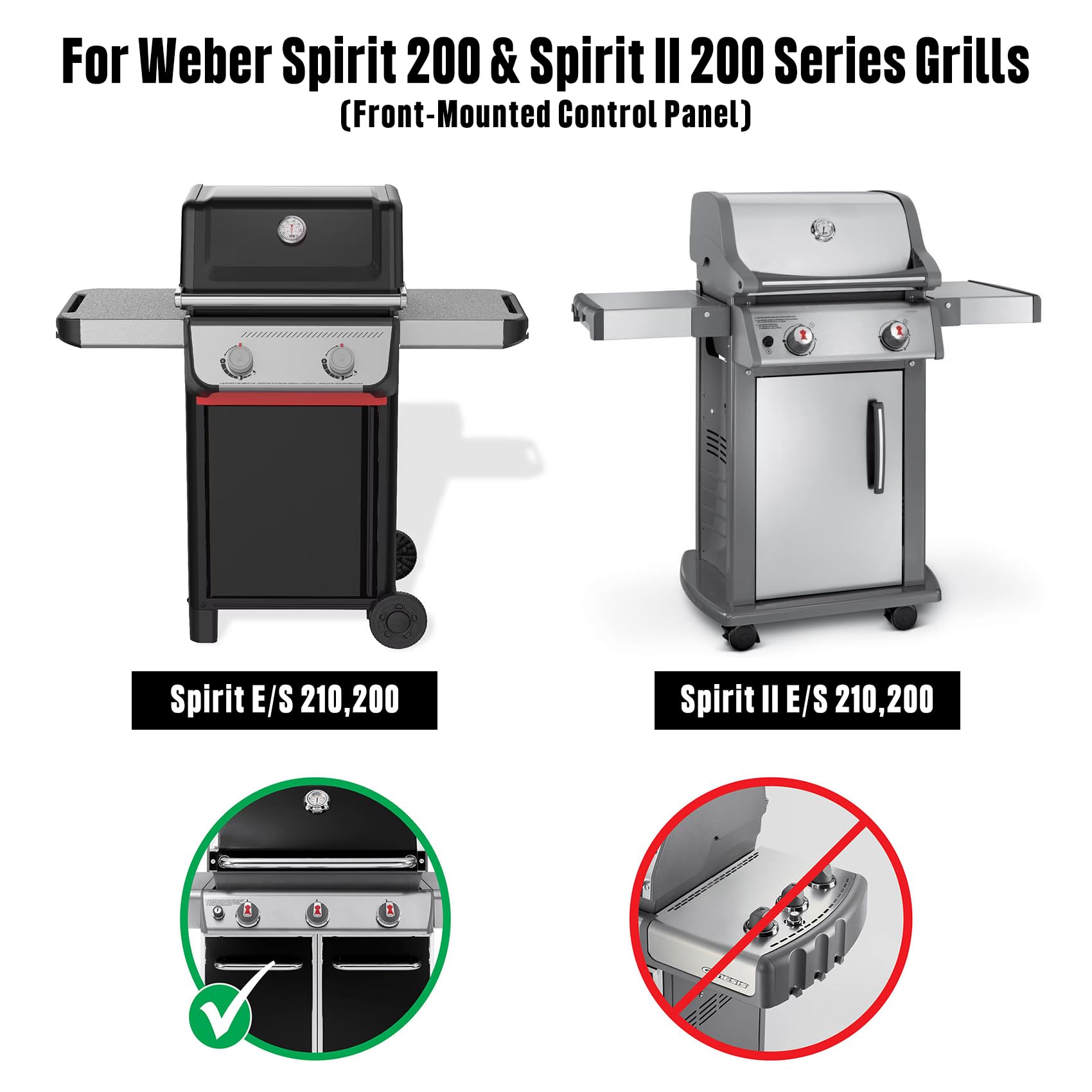 onlyfire GCG-8544 Rejillas de cocina de acero inoxidable para barra de revestimiento Se adapta a las parrillas de gas Weber 7637 Spirit II 200 y Spirit 200, paquete de 2