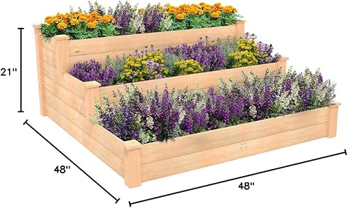 Miniatura 10 de ECOgardener - Maceta elevada de 4 pulgadas x 4 pulgadas Kit de maceta elevada de madera para jardines y exteriores para verduras, frutas, hierbas,