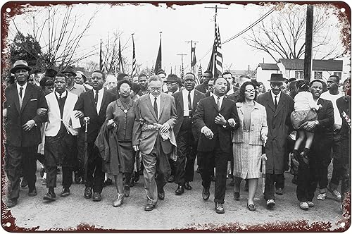 Dr Martin Luther King Jr MLK Civil Rights March On Selma 1965 Póster vintage de metal para pared, decoración para el hogar, bar, pub, club,