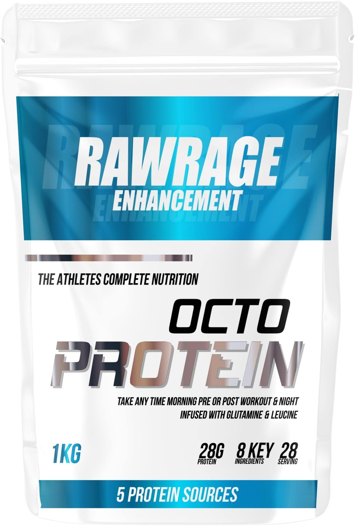 RAWRAGEOcto Protein with 5 Protein Sources & 3 Key Ingredients for Complete Athlete Nutrition | Best Whey Protein Powder for Men and Women | Premium Chocolate (2kg)