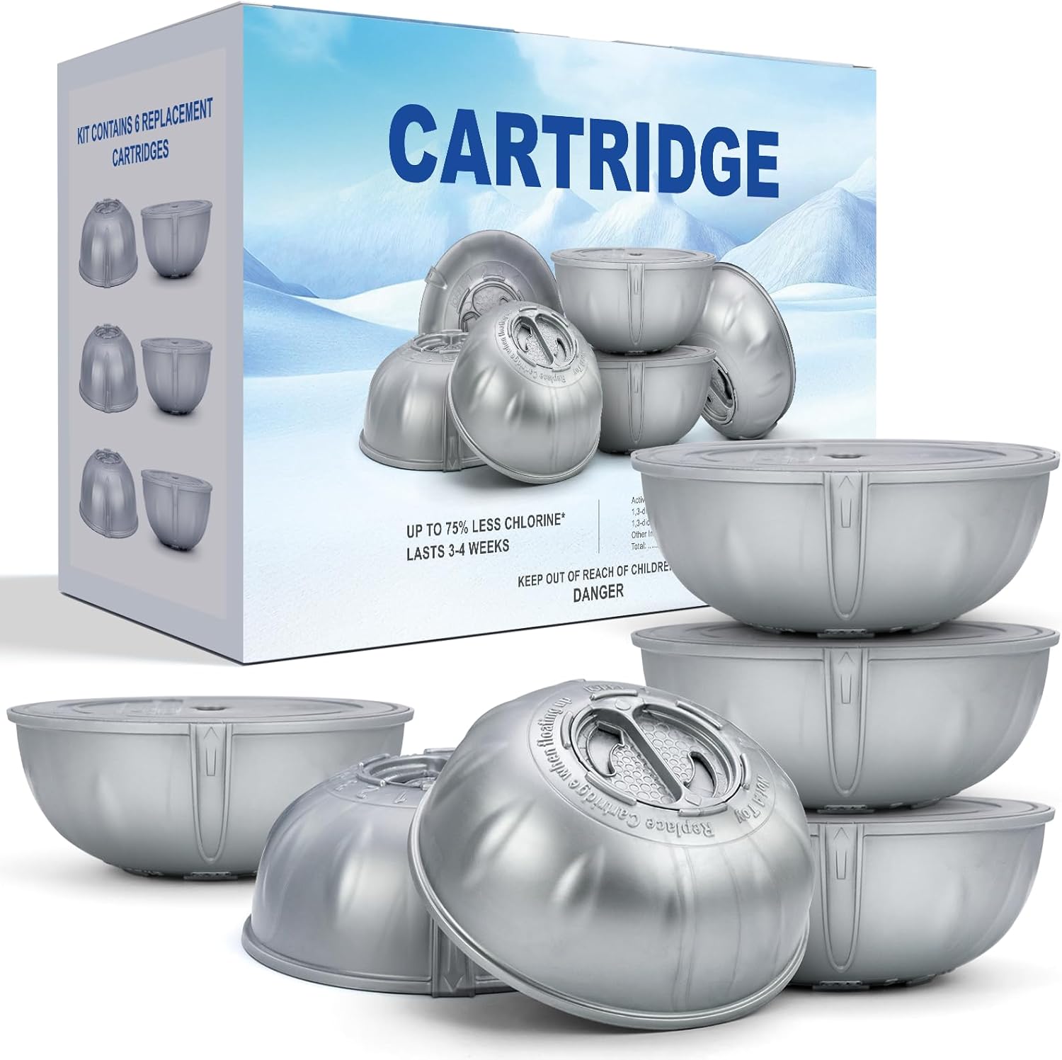 6 Pack Cartridge for Frog Ease Floating System, Ideal for Hot Tubs up to 600 Gallons,Quick and Easy Installation