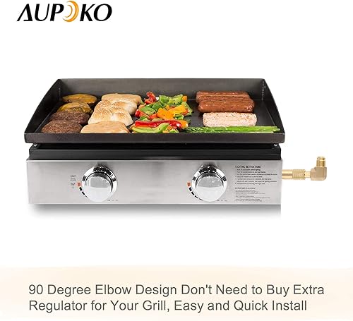 Miniatura 4 de Aupoko Adaptador de codo de propano, adaptador de propano macho de baja presión de 38 pulgadas, para parrilla de campamento de mesa Blackstone,