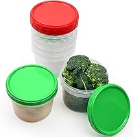 Vista 11 de EONJOE Recipientes de plástico de 2 onzas con tapas, recipiente pequeño para aderezo de ensalada para llevar, tazas para salsas y condimentos