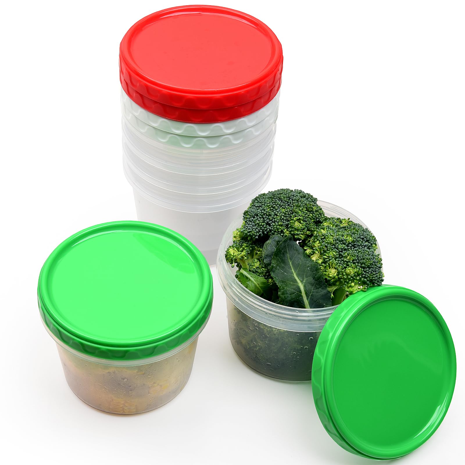 EONJOEReusable 32oz Plastic Containers with Lids, Extra Thick Freezer Meal Prep Food Storage Jars Soup Jam Yogurt Snack Fruit Leftover Portion Control Bowls