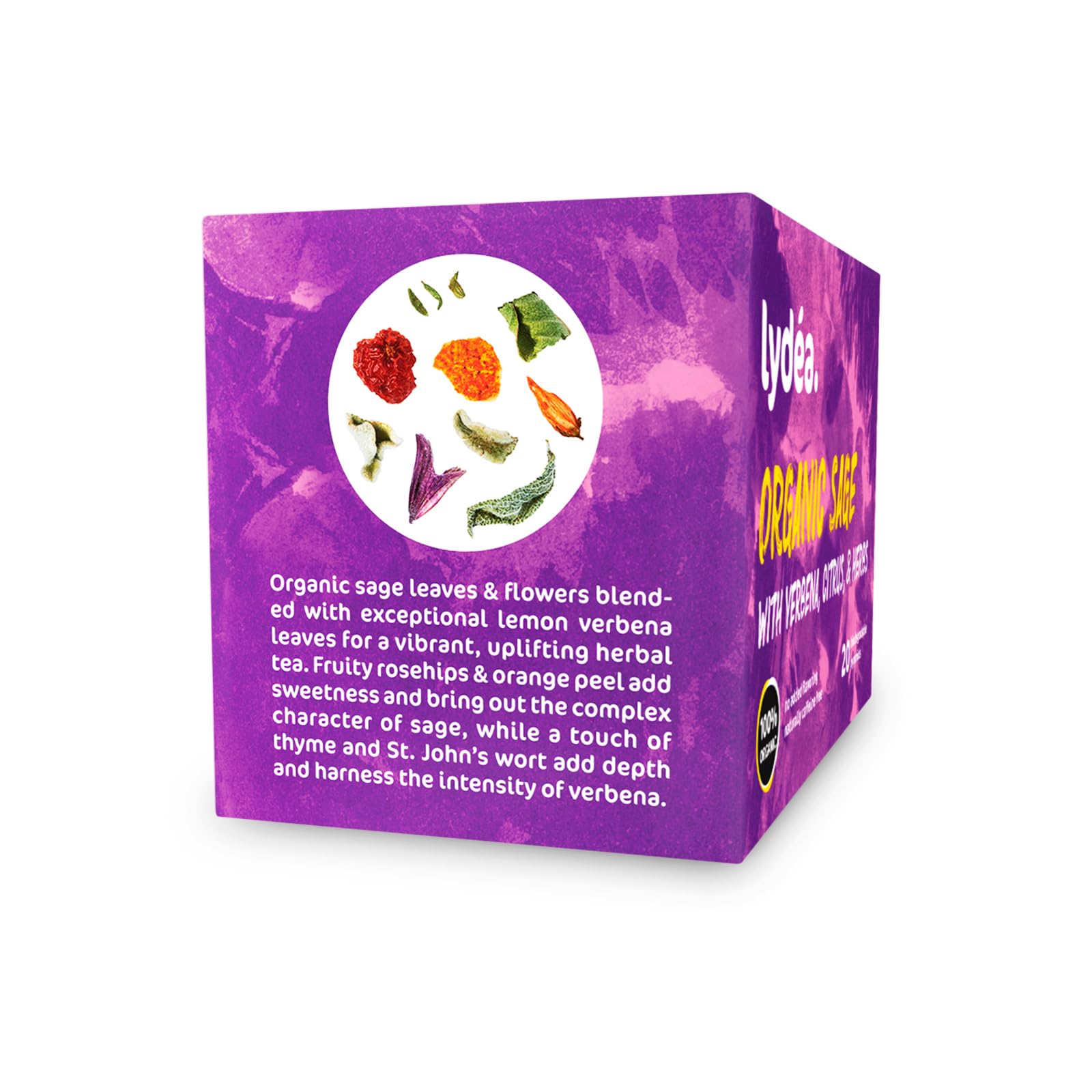 Lydea Tisane bio, sauge avec verveine, agrumes et herbes, 60 pyramides, lot de 3 [3 x 20 pyramides]